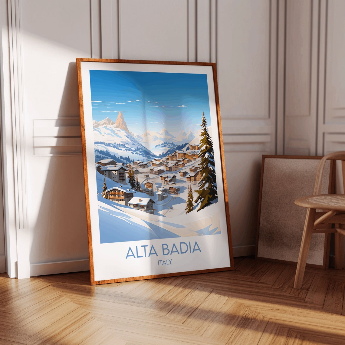 Alta Badia Italy Ski Resort Dolomites Winter Village Travel Poster - Image 2