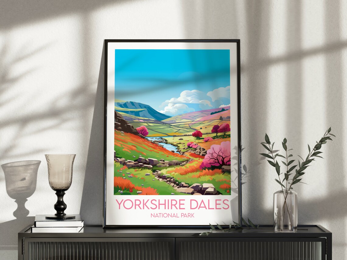 Yorkshire Dales National Park England Autumn Hills Travel Poster - Image 5