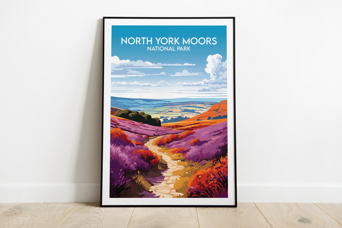 North York Moors National Park Purple Heather Path Travel Poster
