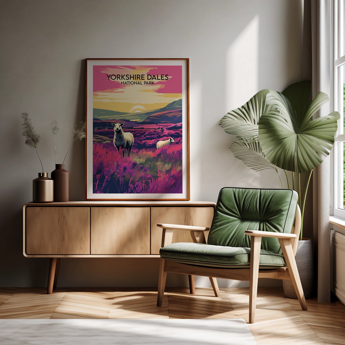 Yorkshire Dales National Park Sheep Heather Sunset Travel Poster - Image 2