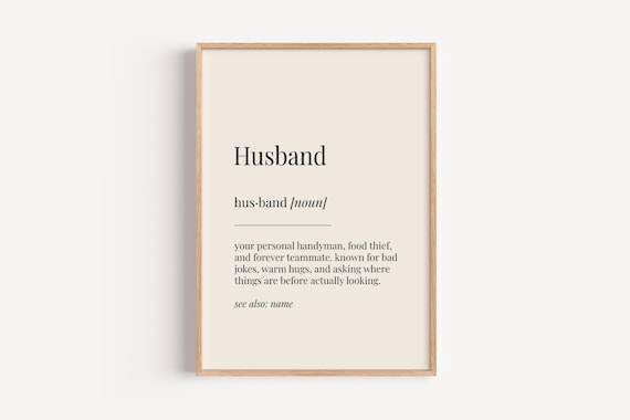 Husband Definition Poster Funny Anniversary Gift For Him Love Theme
