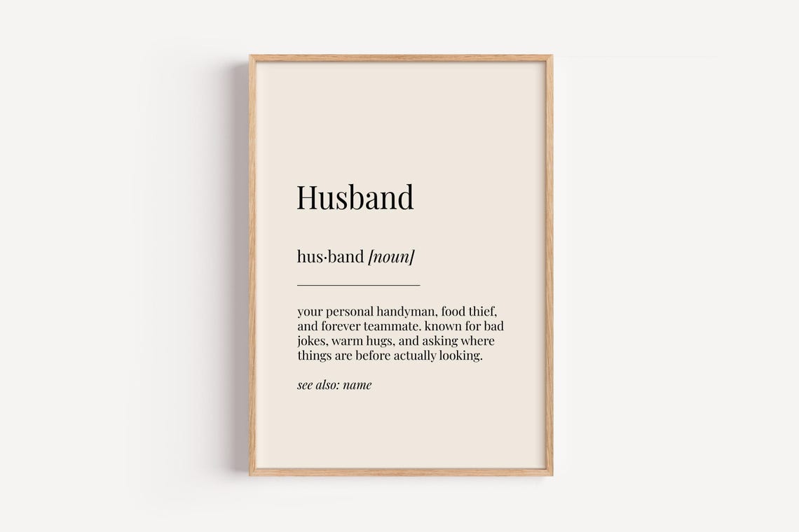 Husband Definition Poster Funny Anniversary Gift For Him Love Theme