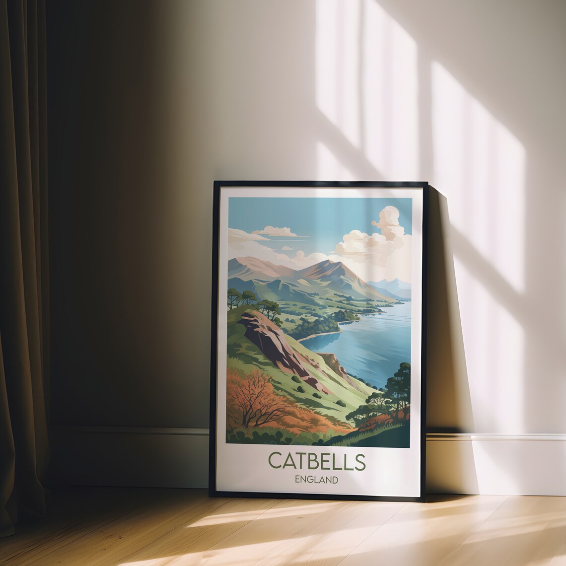Catbells Travel Poster, Lake District Personalised - Image 2