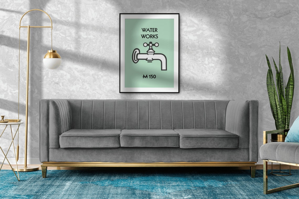 Water Works Monopoly Inspired Faucet Bathroom Funny Novelty Wall Art - Image 2