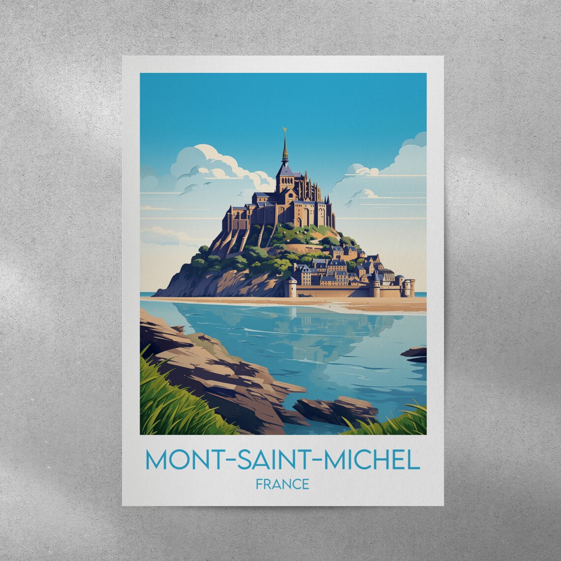Mont-Saint-Michel Abbey Island Tidal Bay France Travel Poster - Image 3