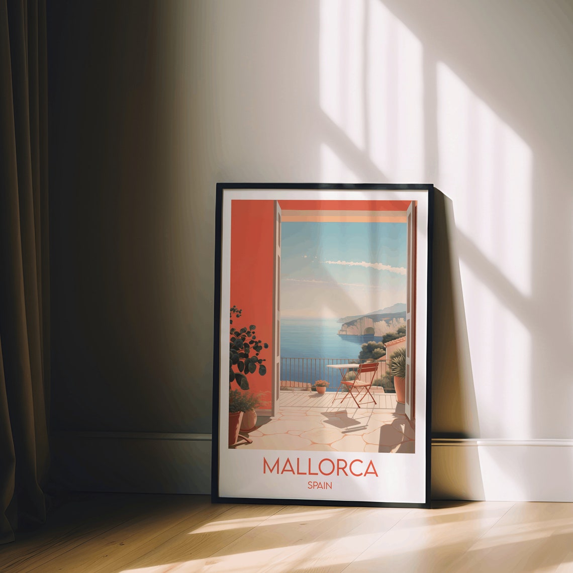 Mallorca Spain Terrace Balcony Sea View Coastal Travel Poster - Image 2