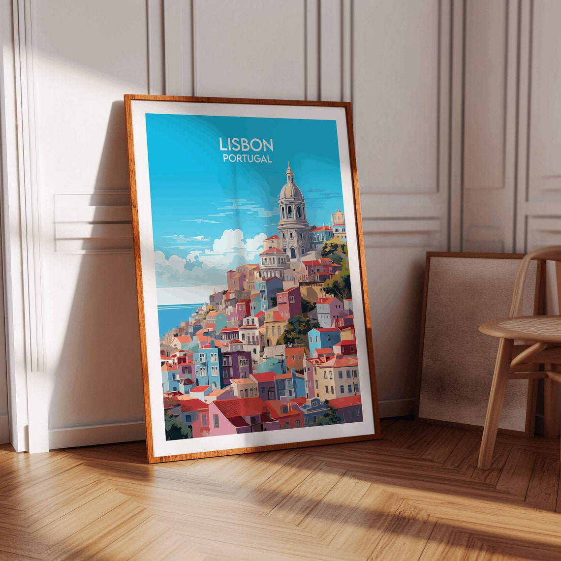 Sunny Lisbon Portugal Colorful Hillside Cityscape Travel Poster - Image 3