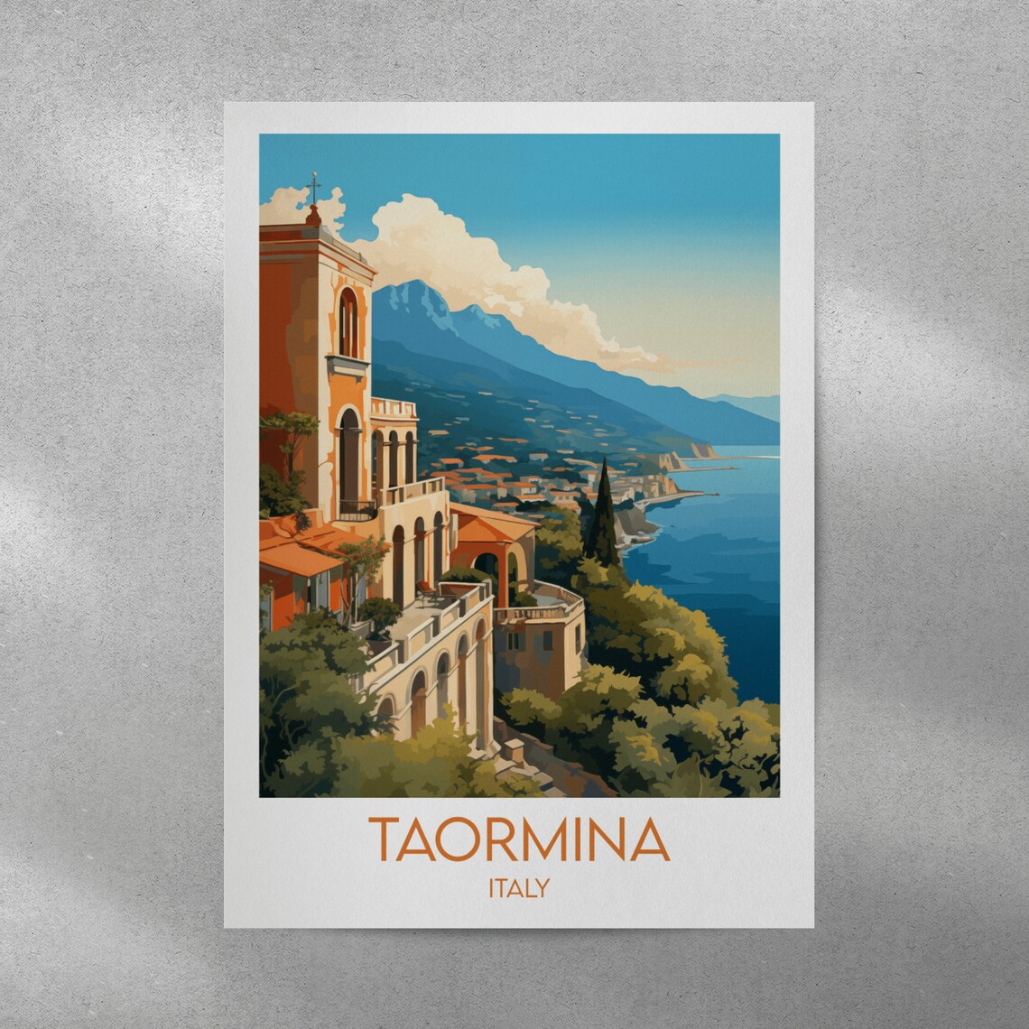 Taormina Italy Sicily Coastal Town Seaside View Travel Poster - Image 3