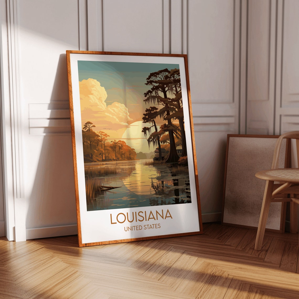 Louisiana Bayou Sunset Cypress Trees Wetland United States Poster - Image 3