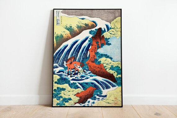 Hokusai Waterfall Yoshino Japanese Woodblock Print Classic Artwork