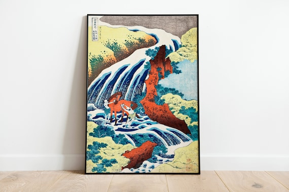 Japanese Waterfall Print Wall Art Poster A3 A4 A5 Hokusai Classic Home Decor Art Deco Giclee Woodblock Illustration