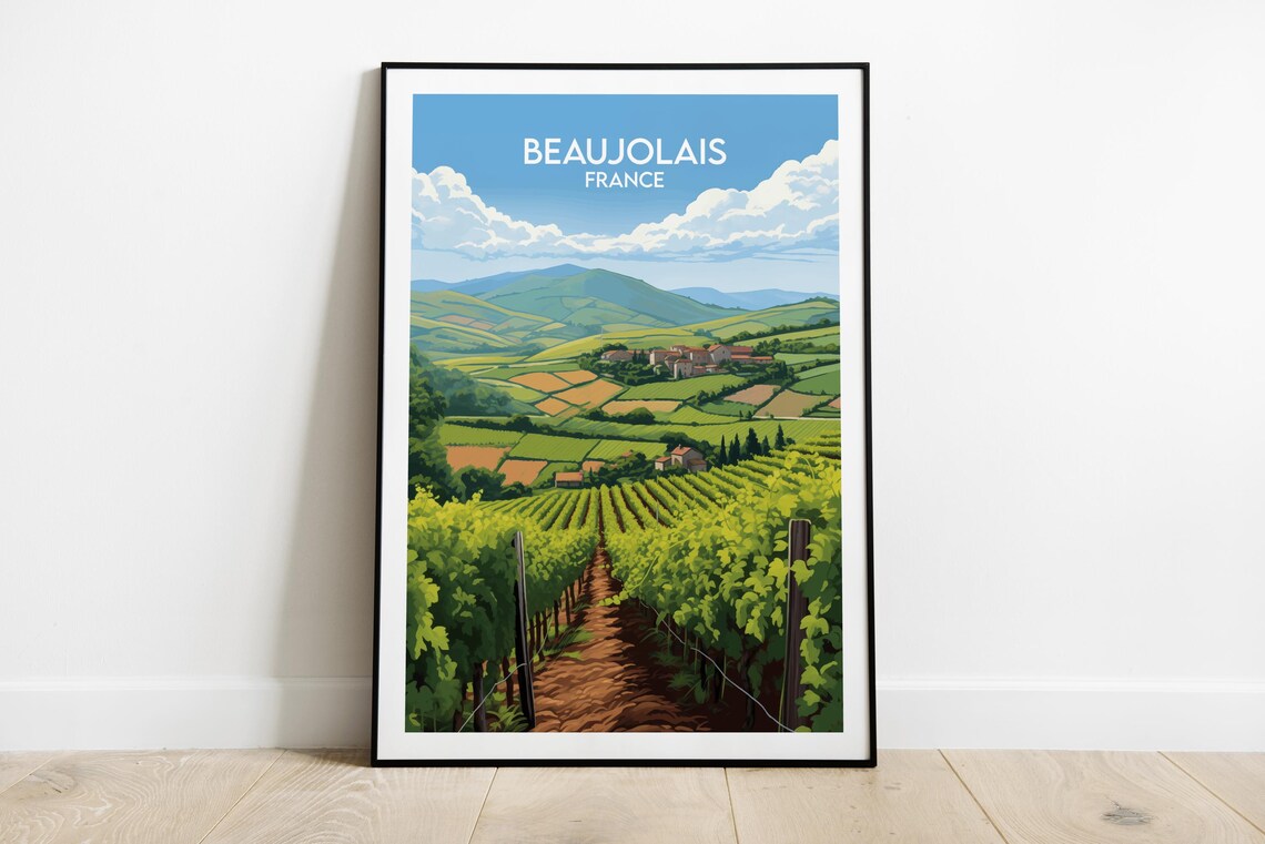 Beaujolais France Vineyard Hills Wine Country Travel Art Poster