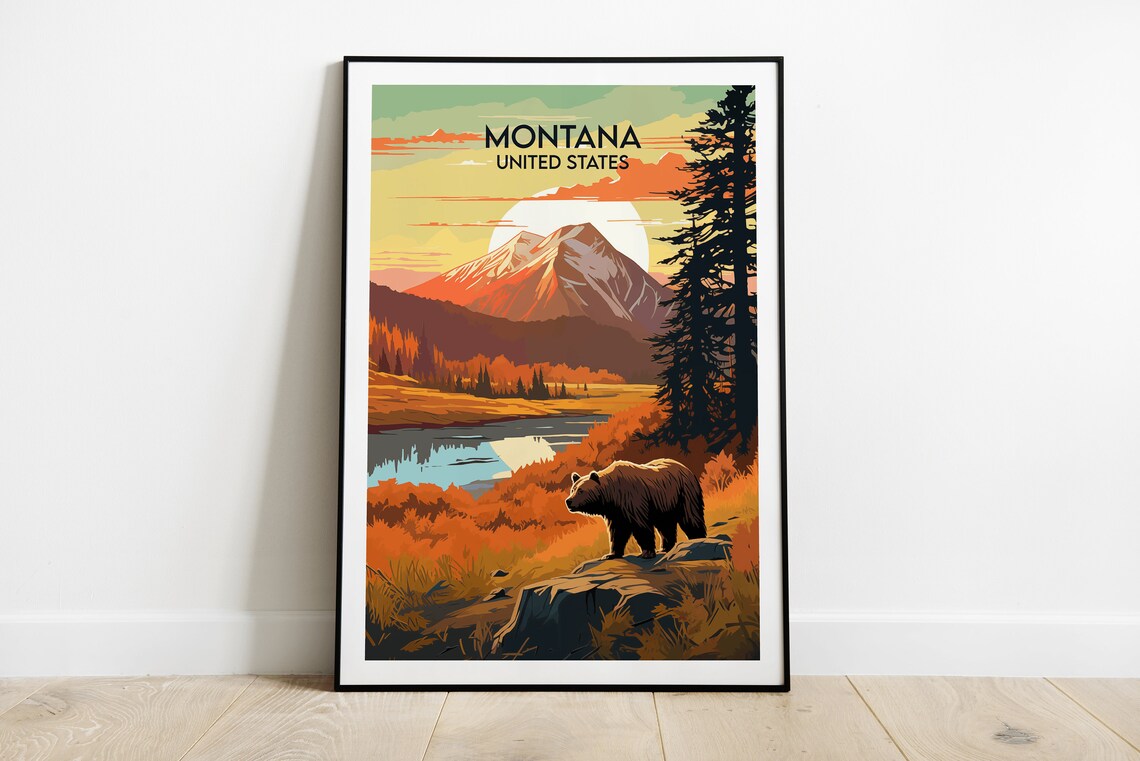Montana Travel Poster, United States Custom Print