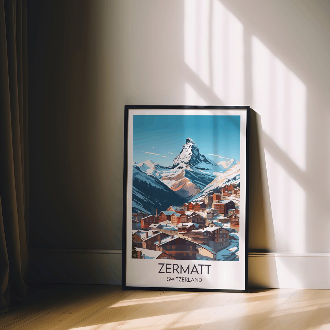 Zermatt Ski Travel Poster, Switzerland Custom Personalised - Image 2