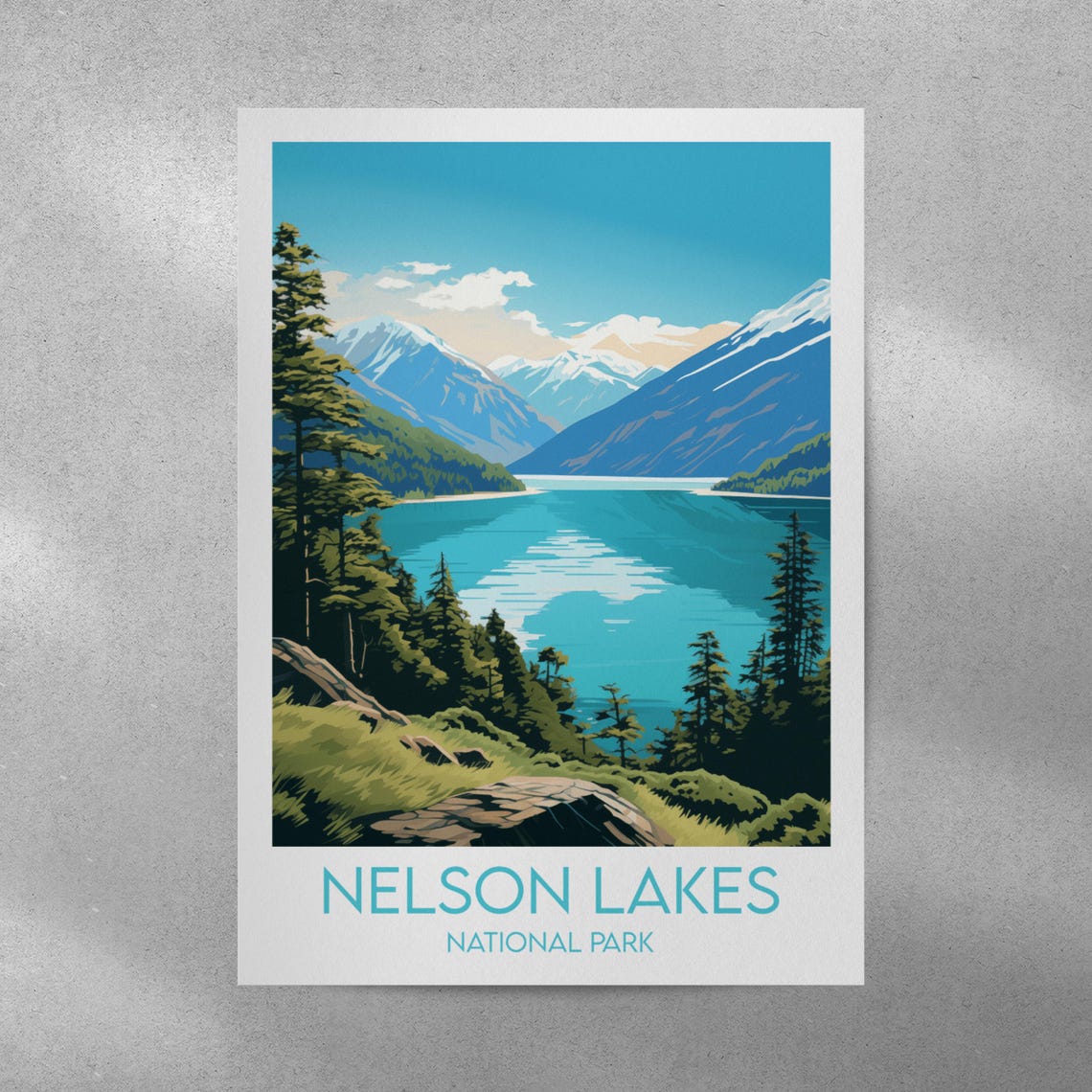 Nelson Lakes National Park Snowcapped Alpine Peaks Travel Wall Art - Image 4
