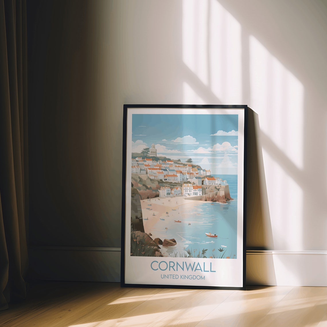 Cornwall United Kingdom Coastal Town Beach Vintage Travel Art Poster - Image 2