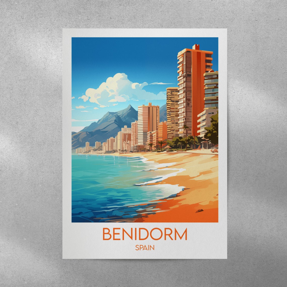 Benidorm Spain Beach Skyline High Rise Turquoise Sea Travel Poster - Image 3