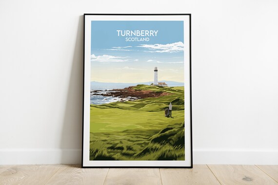 Turnberry Golf Club Travel Print Scotland Poster Custom Personalised Wedding Birthday Gift