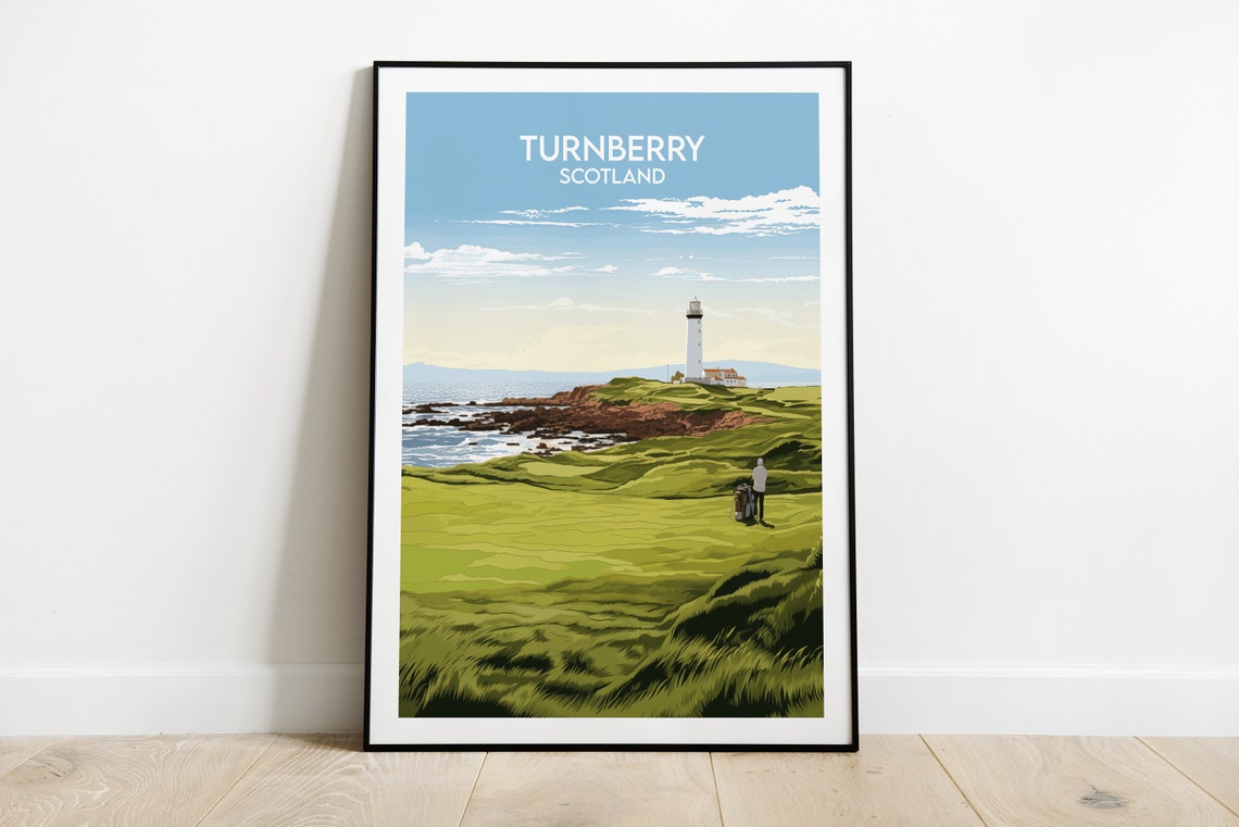 Turnberry Scotland Vintage Links Golf Lighthouse Travel Poster