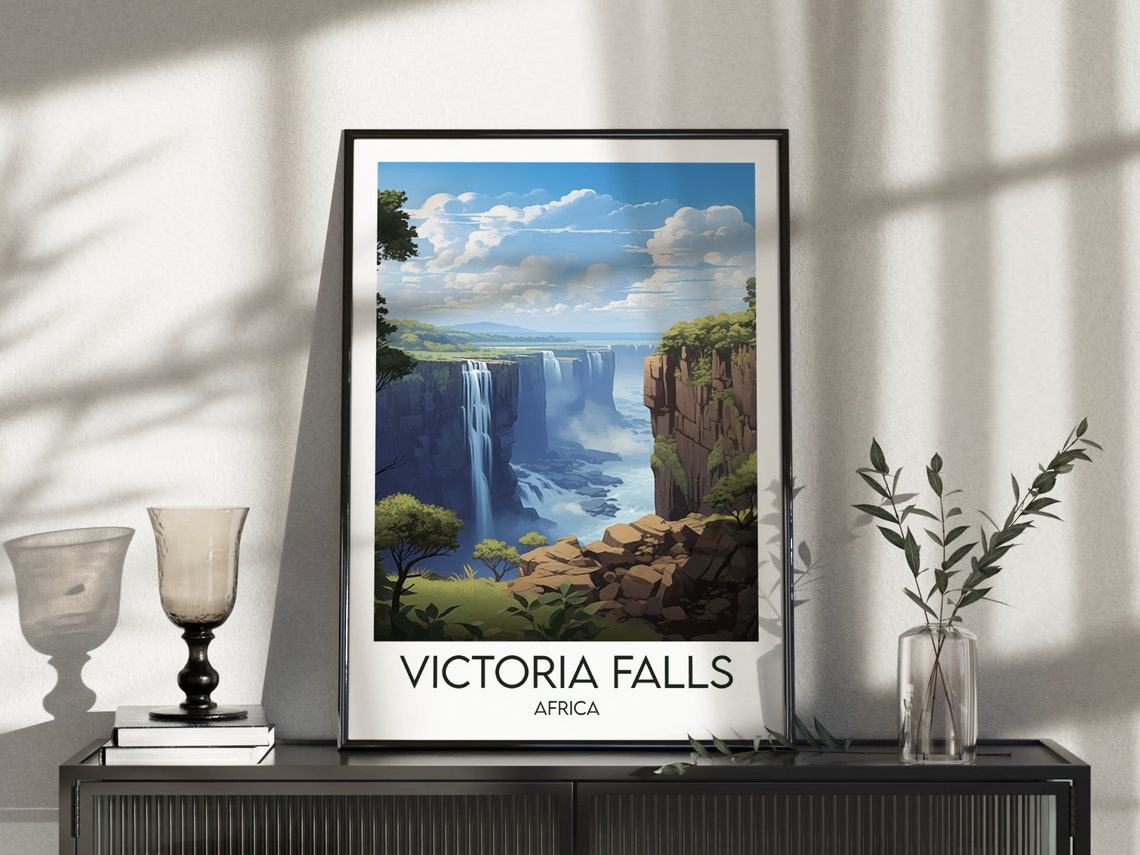 Victoria Falls Africa Waterfall Gorge Misty Scenic Travel Poster - Image 3