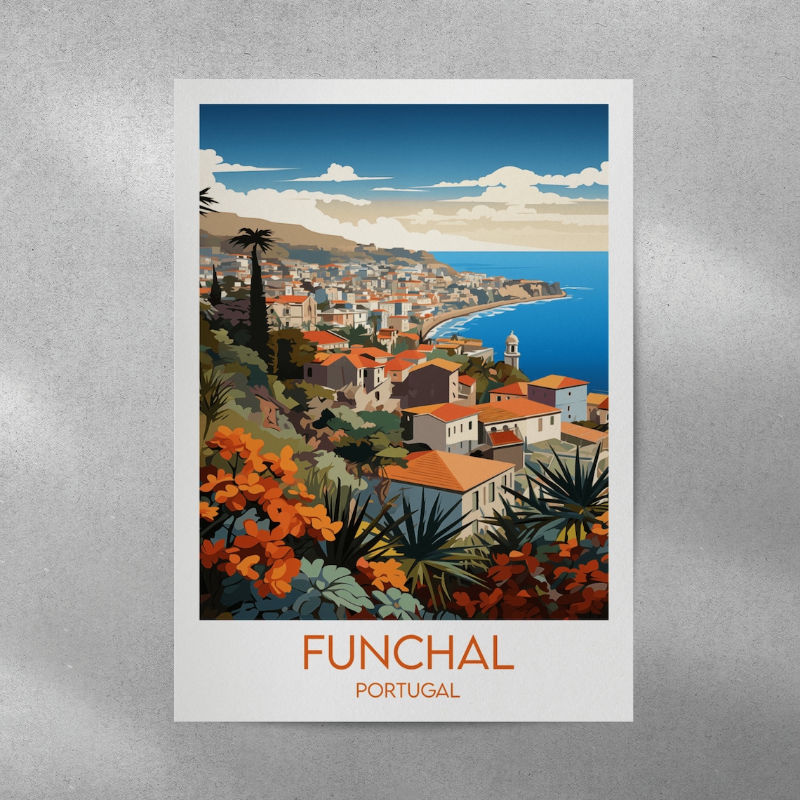 Funchal Portugal Madeira Vintage Coastal Town Bay Travel Poster - Image 4