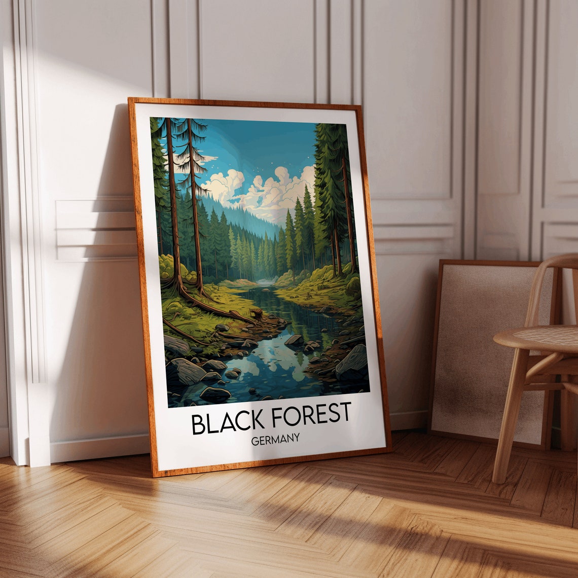 Black Forest Germany Tranquil Pine Forest Stream Travel Poster - Image 2