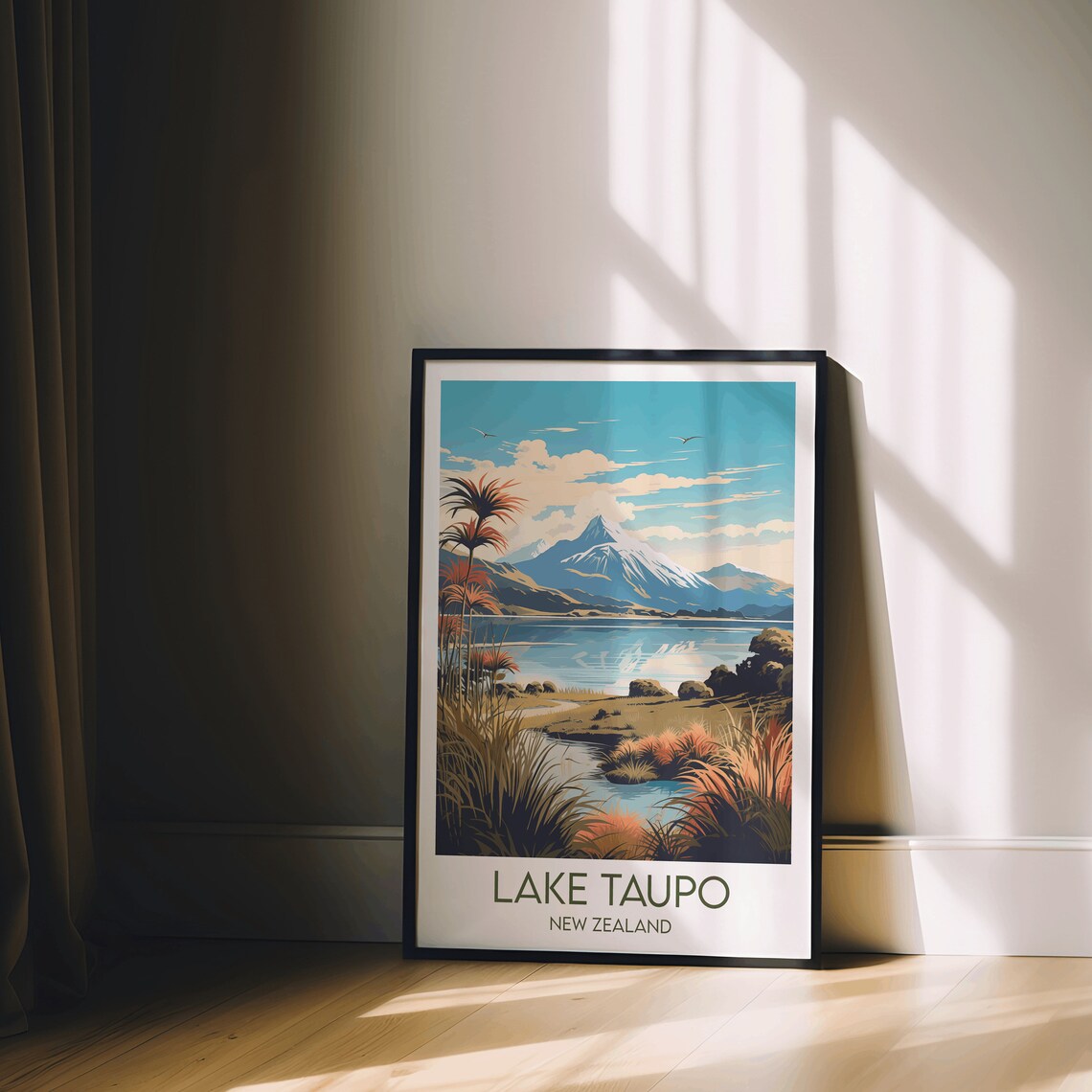 Lake Taupo New Zealand Travel Poster, Custom Print - Image 2
