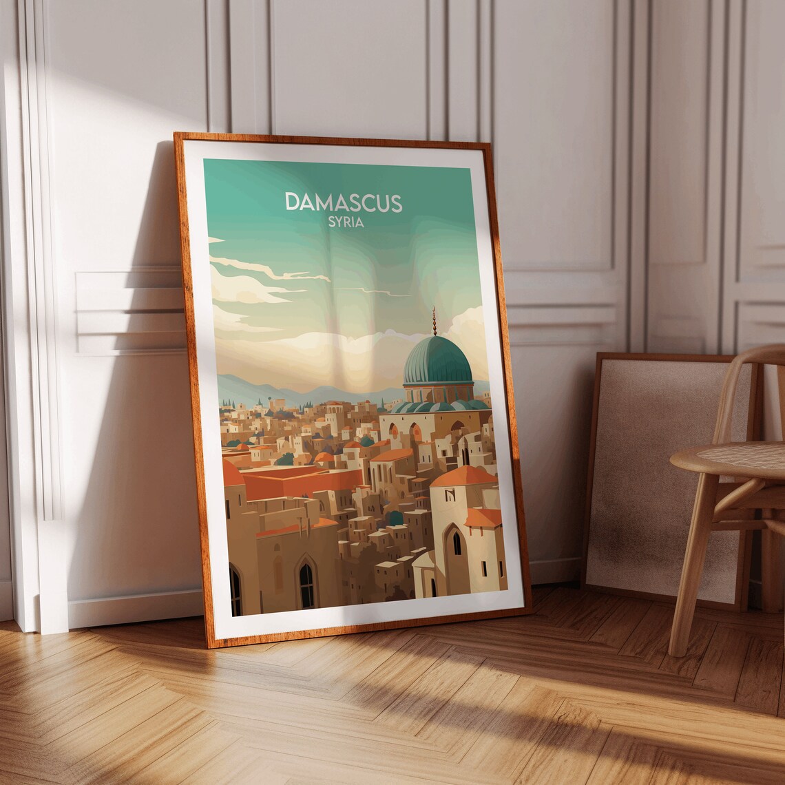 Damascus Syria Grand Old City Dome Skyline Vintage Travel Poster - Image 2