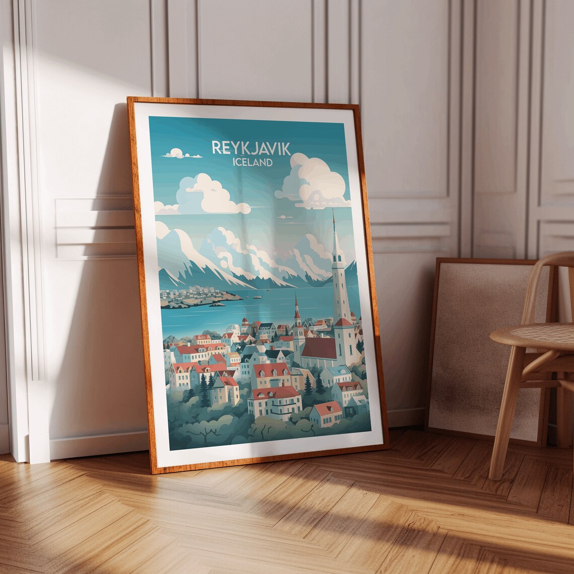Reykjavik Iceland Hallgrimskirkja Church Snowy Peaks Travel Poster - Image 4