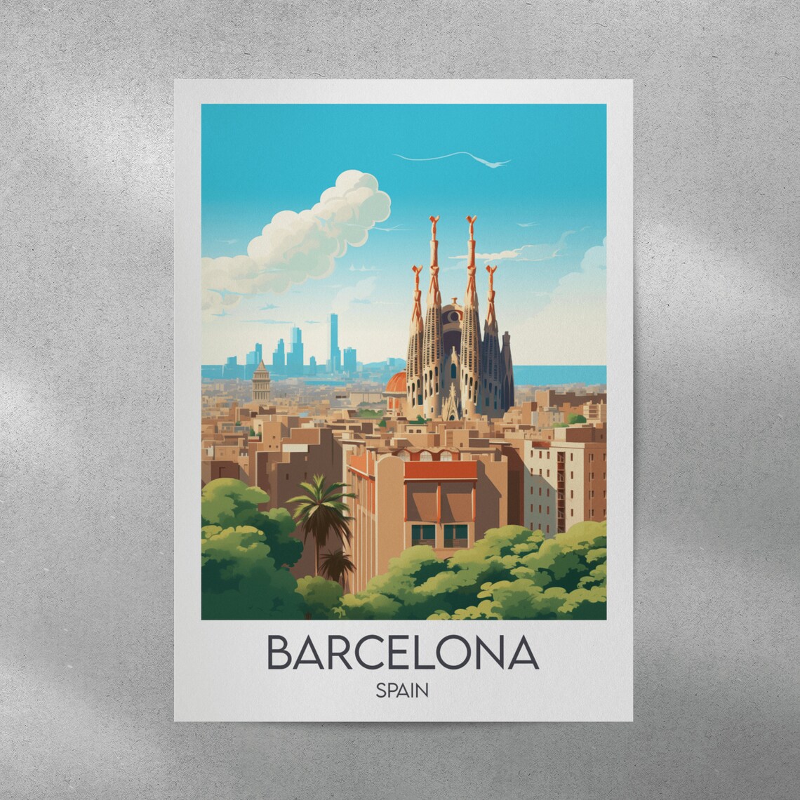 Barcelona Travel Poster, Spain Custom Personalised - Image 5