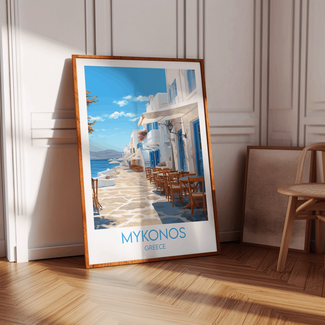Mykonos Greece Whitewashed Waterfront Cafes Retro Travel Poster - Image 3