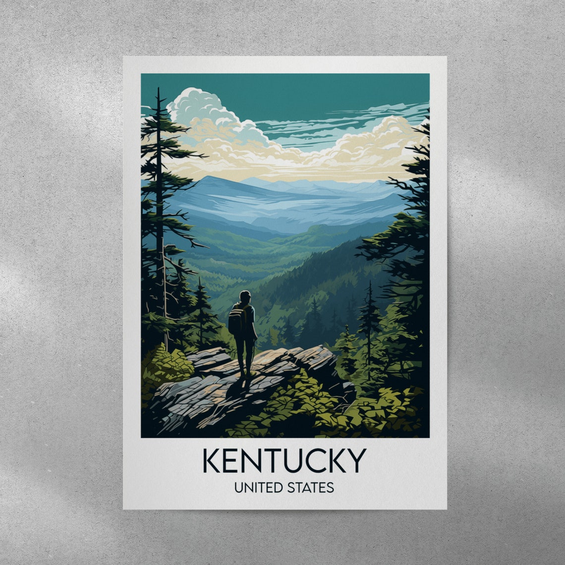 Kentucky Appalachian Mountain Ridge Hiking Viewpoint Travel Poster - Image 3