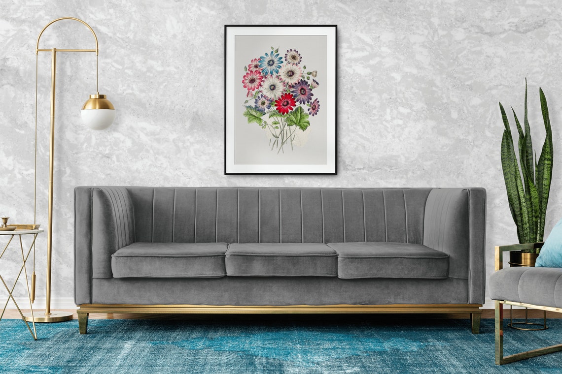 Colorful Chrysanthemum Daisy Bouquet Botanical Illustration Poster - Image 2