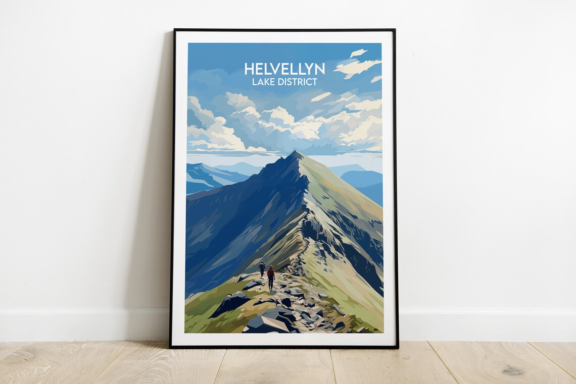 Helvellyn Travel Poster, Lake District Place Print