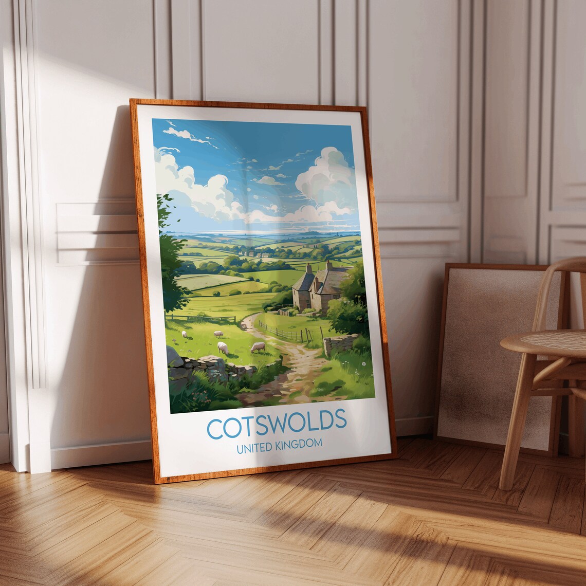 Cotswolds England Rolling Hills Country Cottage Travel Poster - Image 2