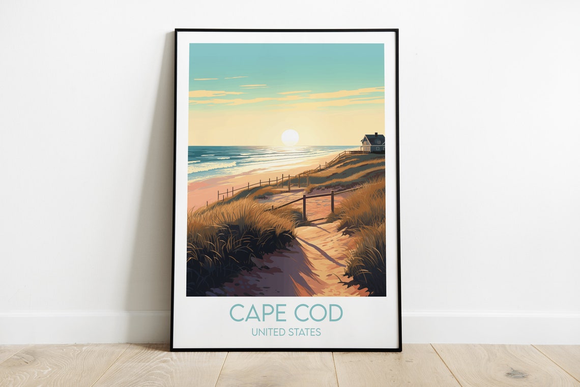 Cape Cod United States Sunset Dune Path to the Beach Travel Poster