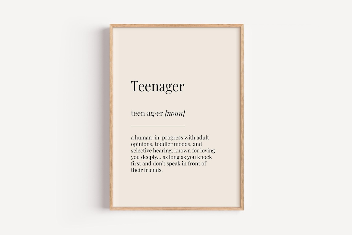 Teenager Definition Dictionary Poster, Funny Bedroom Decor