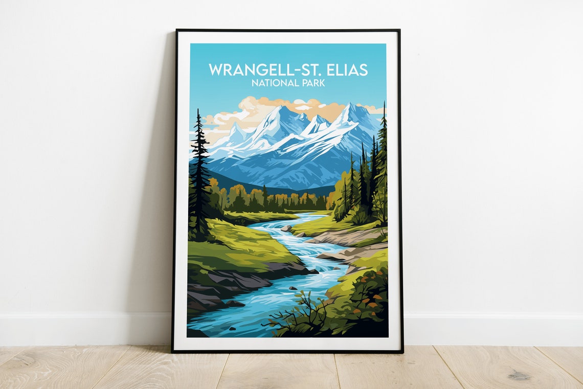 Wrangell St Elias National Park Alaska Summer Valley Travel Poster