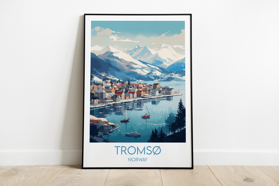 Tromso Travel Poster, Custom Personalised Norway