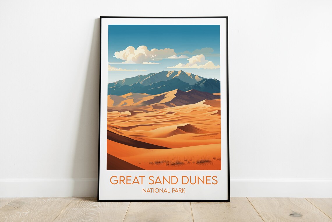 Great Sand Dunes National Park Golden Desert Peaks Travel Poster