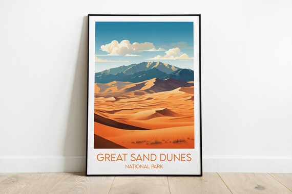 Great Sand Dunes National Park Golden Desert Peaks Travel Poster