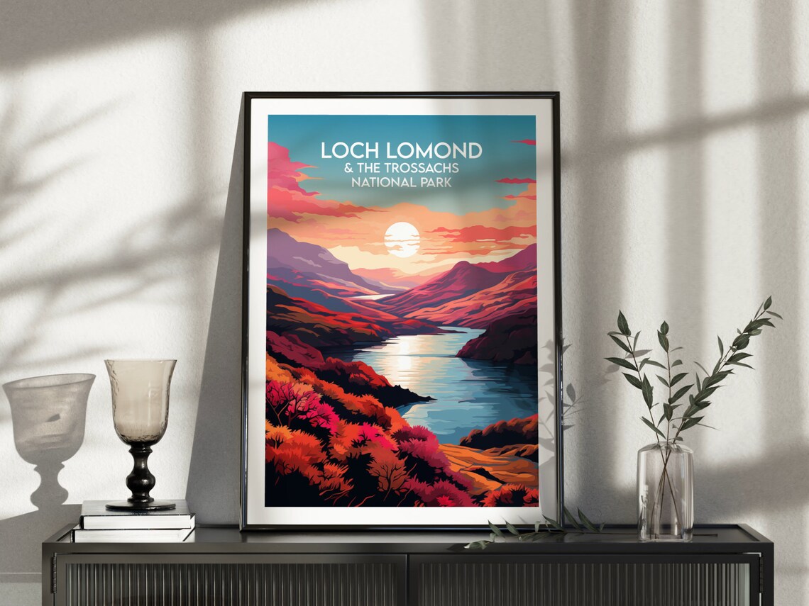 Loch Lomond Scotland Sunset National Park Landscape Travel Poster - Image 3