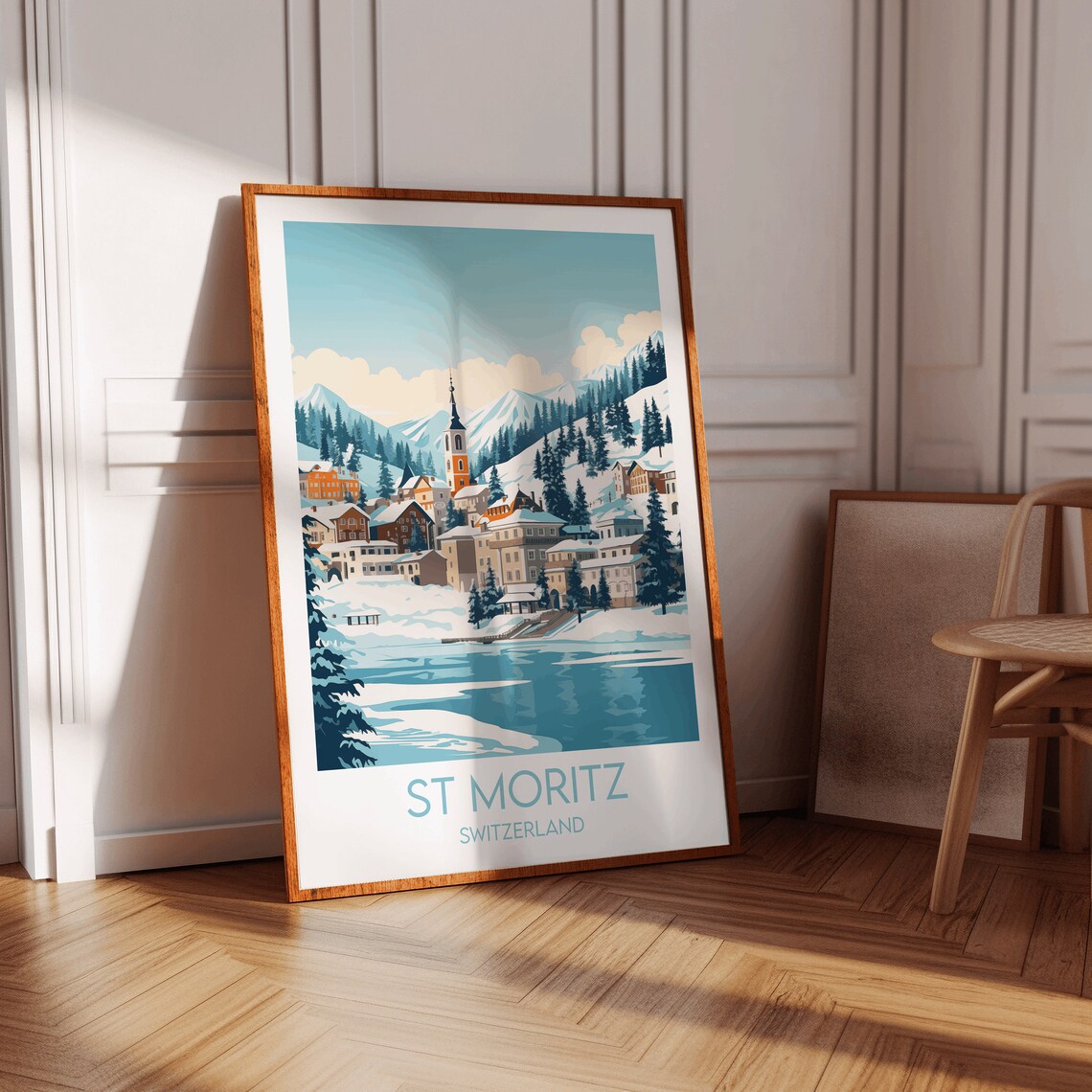 St Moritz Ski Travel Poster, Switzerland Custom - Image 3