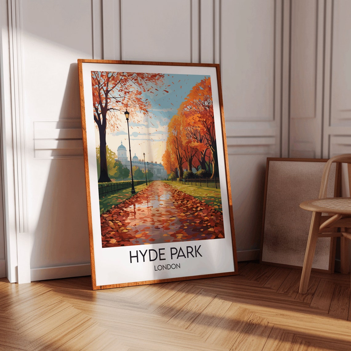 Hyde Park London Autumn Avenue Fallen Leaves Golden Path Poster - Image 2