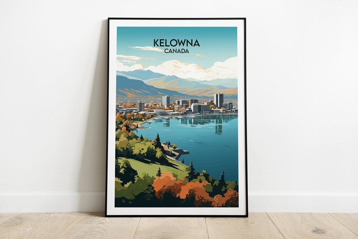 Kelowna Travel Poster, Canada Custom Personalised