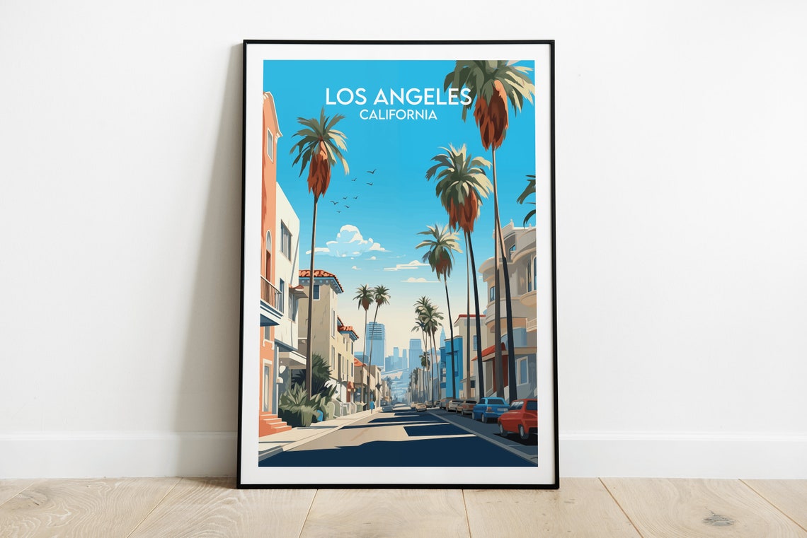 Los Angeles California Palm Tree Street Cityscape Travel Poster