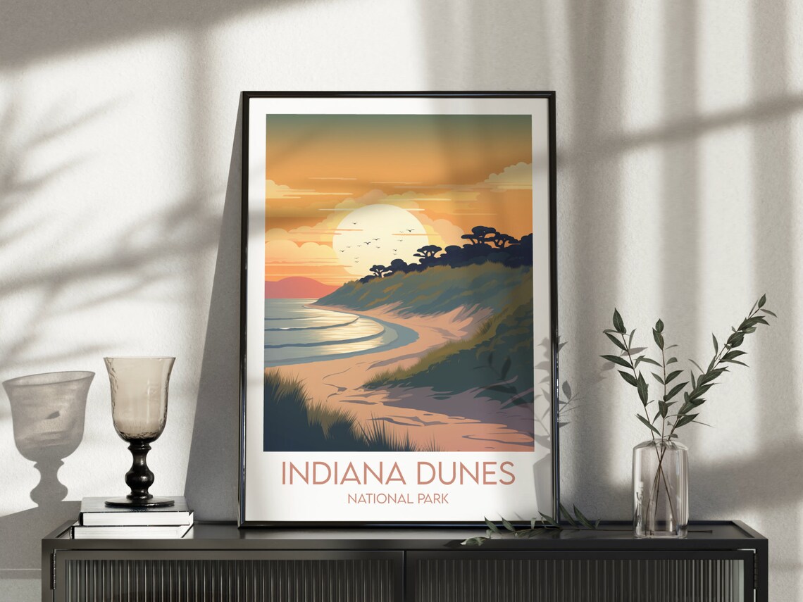 Indiana Dunes National Park Lake Michigan Sunset Beach Travel Poster - Image 3