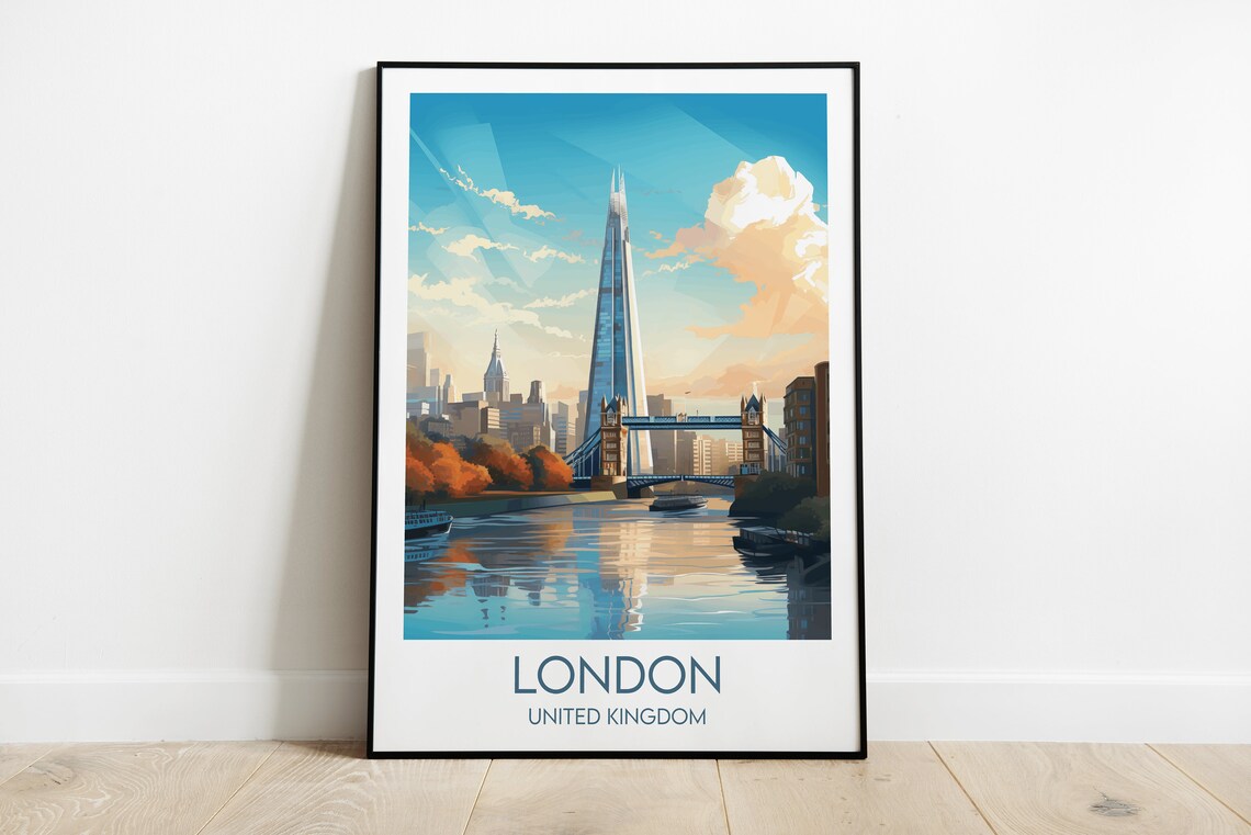 London Skyline Print, England UK Travel Poster