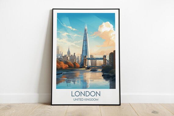 London Skyline Print, England UK Travel Poster
