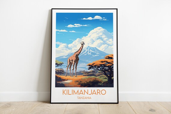 Kilimanjaro Travel Print Tanzania Poster Custom Personalised Wedding Birthday Gift